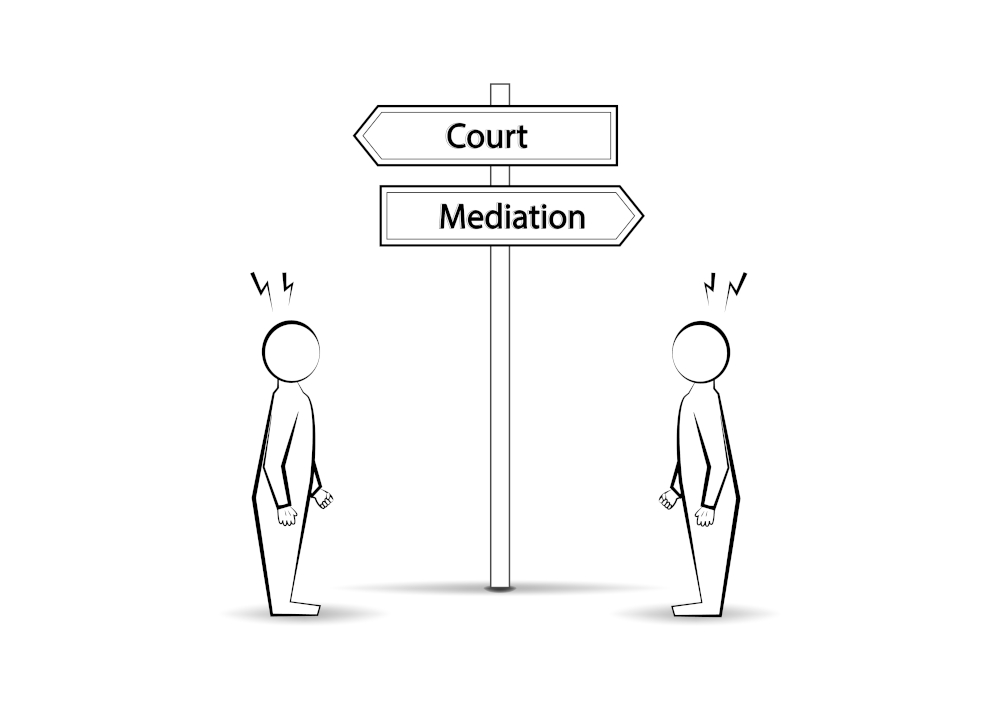 stock photo negotiating a business deal concept of dispute resolution and mediation 1828085321
