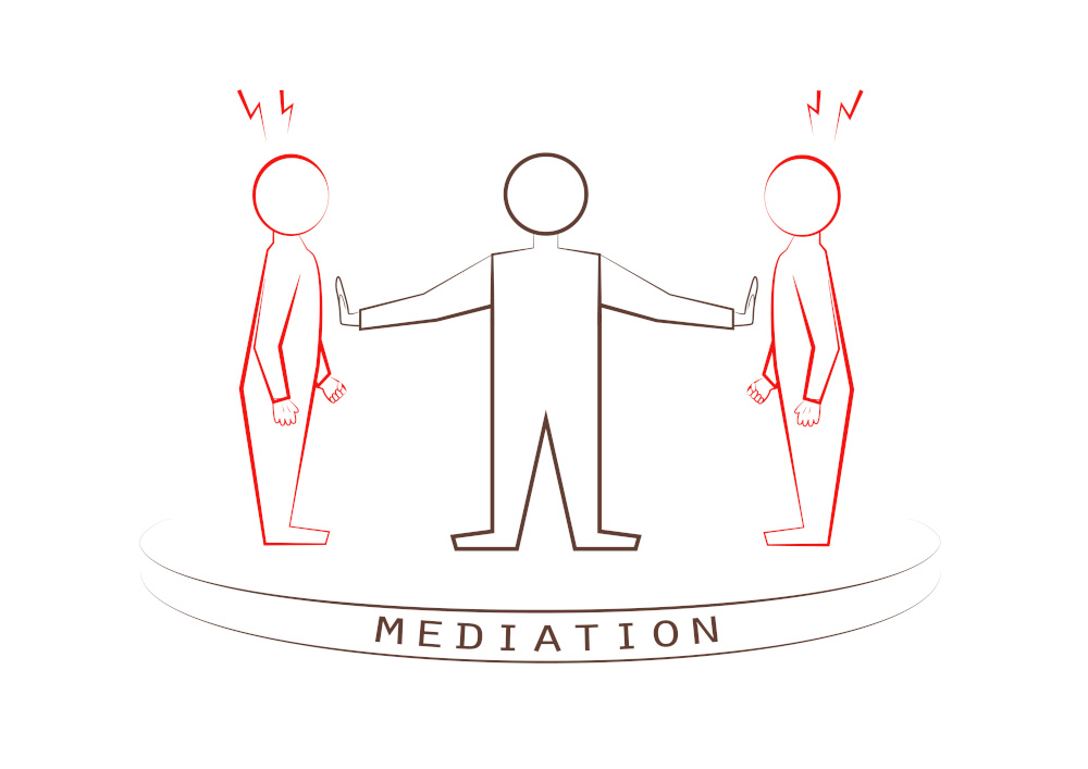 stock photo negotiating a business deal concept of dispute resolution and mediation 1828085321